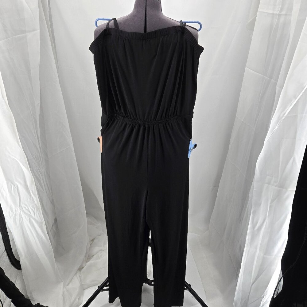 76-22 Lane Bryant Black Removeable Spaghetti strap wide-leg jumpsuit Size 14/16